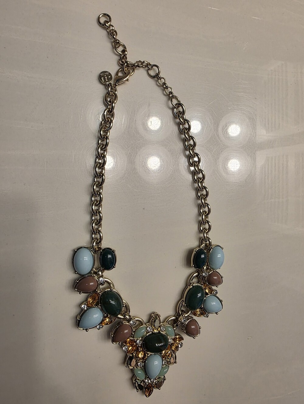 LEE By Lee Angel For Neiman Marcus Cabochon And Crystal 14k Gold Plated Necklace - Picture 3 of 16